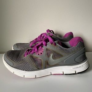 Nike Lunar Gray and Pink Running Shoes